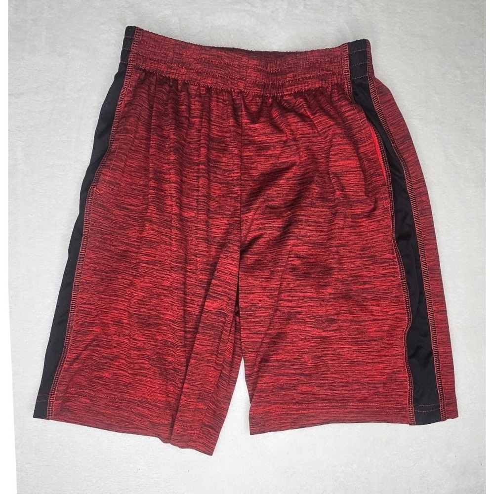 Xersion Athletic Shorts Boys M 10/12 Red Black Space Dye Performance Activewear